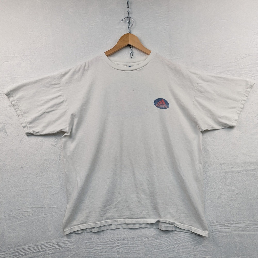 VTG Adidas T-Shirt Men's XXL White Distressed Relaxed Streetwear Made in USA 90s